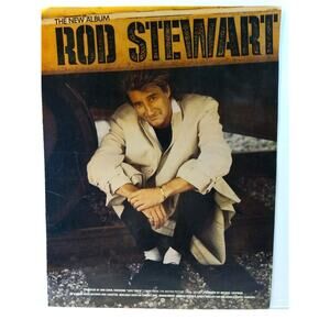 Rod Stewart Album AD 1986 Vintage Artwork Pop Rock Music Magazine Advertising